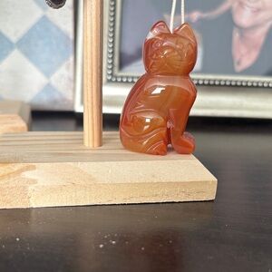 Carnelian Carved Cat Figurine